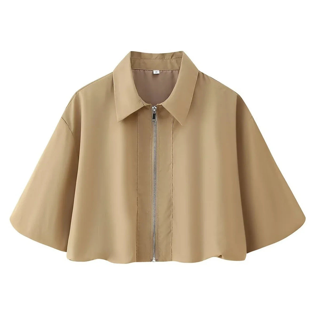 Women's Autumn New Short Zipper Jacket Short Sleeved Top High Waisted Pleated Lantern Flower Bud Half Skirt Set LadyShow.Store
