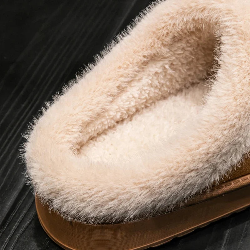 Fashion Women Fluffy Slippers for Autumn and Winter Indoor EVA Thick Sole Anti-Slip and Warm Unisex Slippers for Winter LadyShow.Store