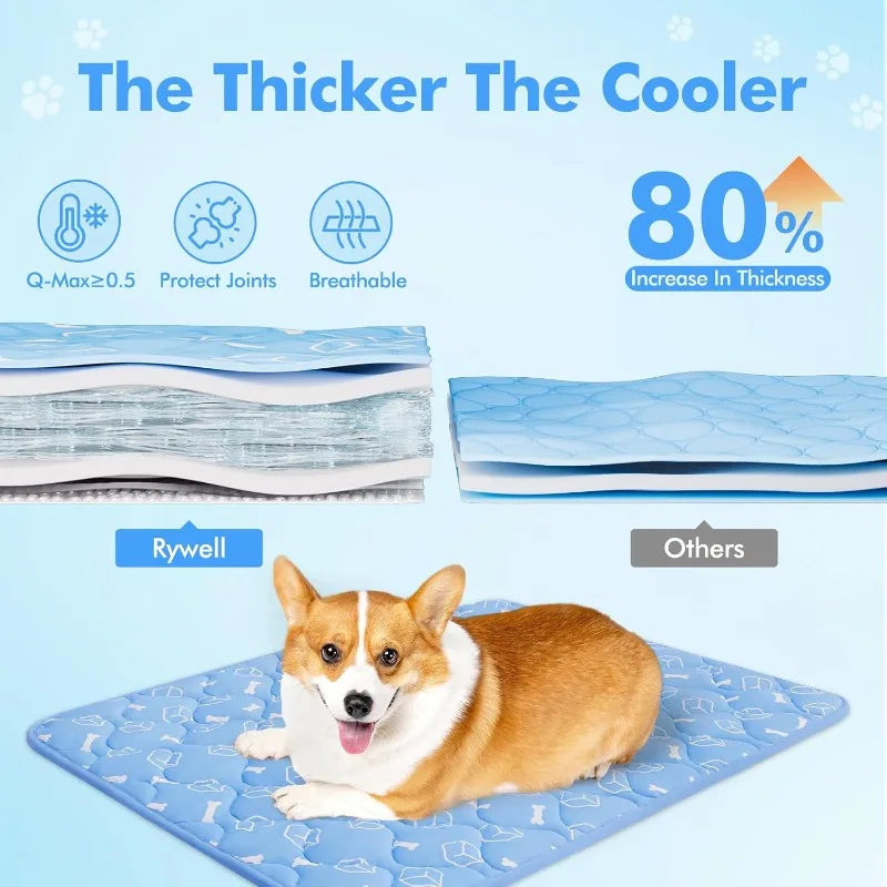 Large Pet Cooling Mat for Summer Heat Relief Reusable Breathable Gel Freeze Panel for Dogs Cats Indoor Outdoor Crate Bed Pi-Mart