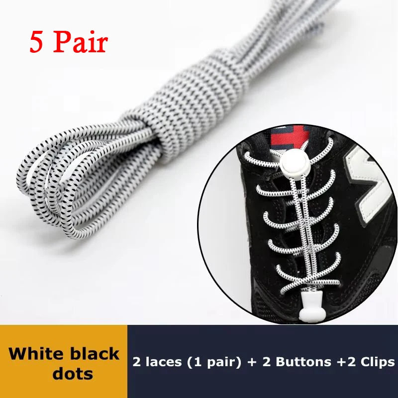 1Pair Shoelaces for Sneaker Elastic No Tie Shoe Laces Stretching Lock Lazy Laces Quick Rubber Shoelace Round Shoestrings Pi-Mart