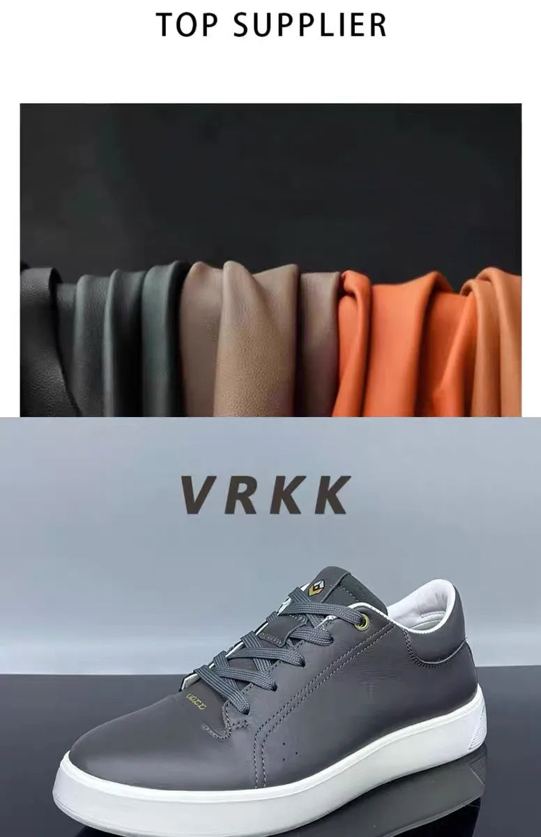 Fashion Genuine Leather Men Sneakers Breathable Comfort Classic Casual Shoes Mens Outdoor Walking Shoes Couple Footwear Pi-Mart