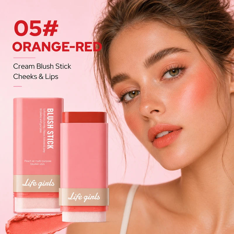 3-in-1 Cream Blush Stick Cheeks Lips Eyes, Long Lasting Waterproof Blendable Dewy Glow Makeup Stick for All Skin Tones Pi-Mart