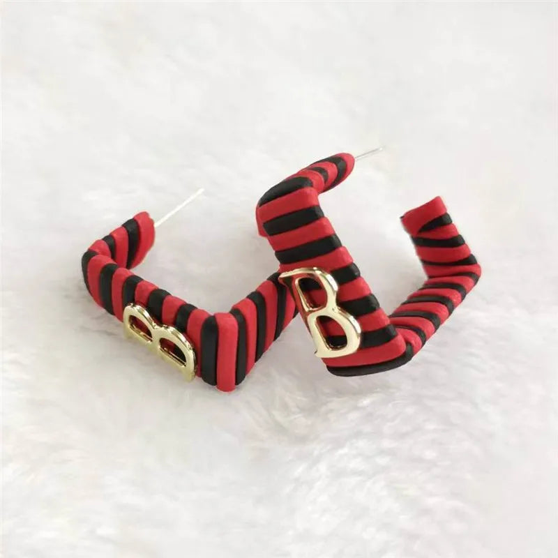 28 Colors Zebra Pu Leather Square Hoop Earrings For Women Fashion Jewelry Letter Alphabet Geometric Stripe Pendientes Mujer Pi-Mart