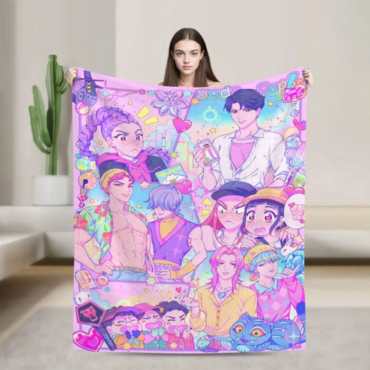 K-Pop Group Demon Hunters Cozy Super Soft Flannel Blanket, Lovely Anime Character Warm Throw Blanket For Living Room,Home Decor Pi-Mart