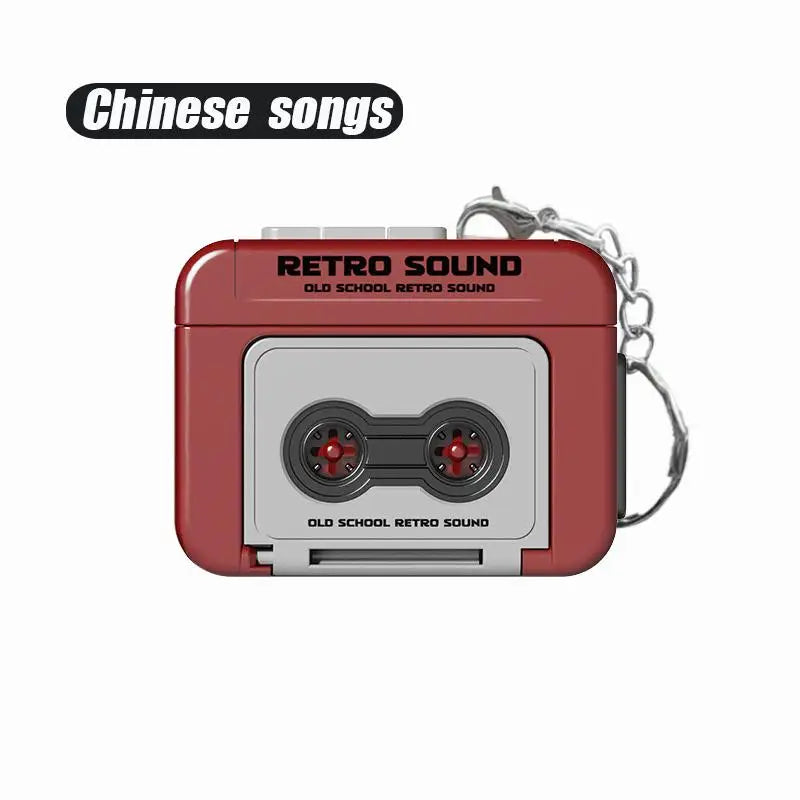 1/2Pcs Retro Tape Recorder Keychain Mini Recording Music Box Pendant Keyring Backpack Ornament Birthday Couple Personalized Gift Pi-Mart