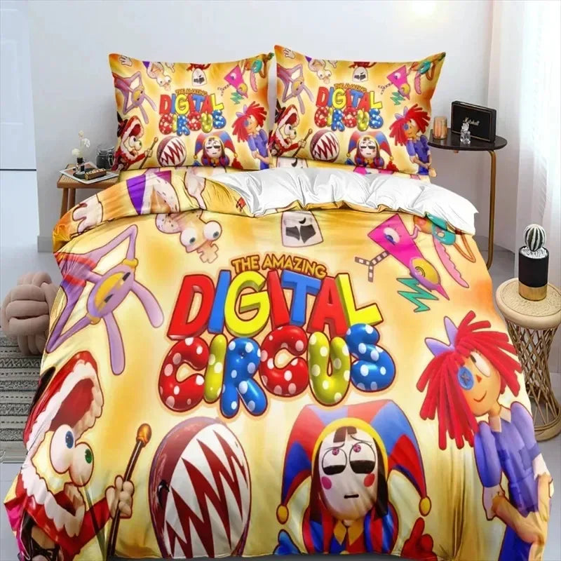 THE AMAZING DIGITAL CIRCUS Cartoon Bedding Set Double Twin King Duvet Cover Comforter Pillowcase Boys Girls Adults Bedroom Pi-Mart
