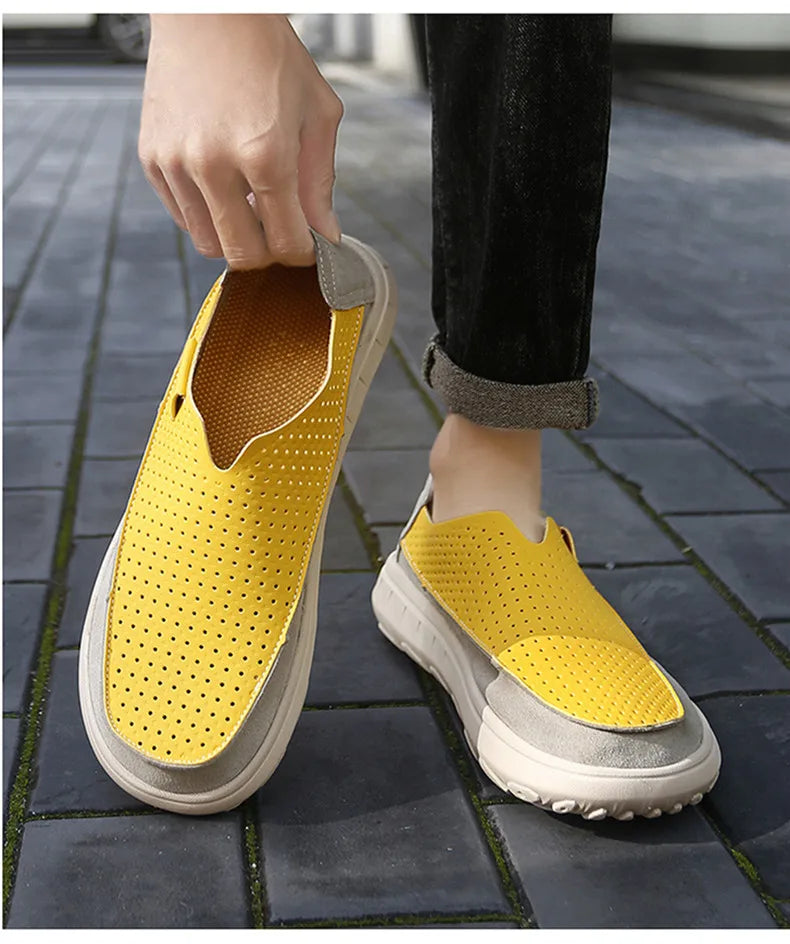 2026 New Men's Casual Shoes Fashion Comfortable Men's Shoes High Quality Leather Men Driving Shoes Handmade Flat Shoes Size 46 Pi-Mart