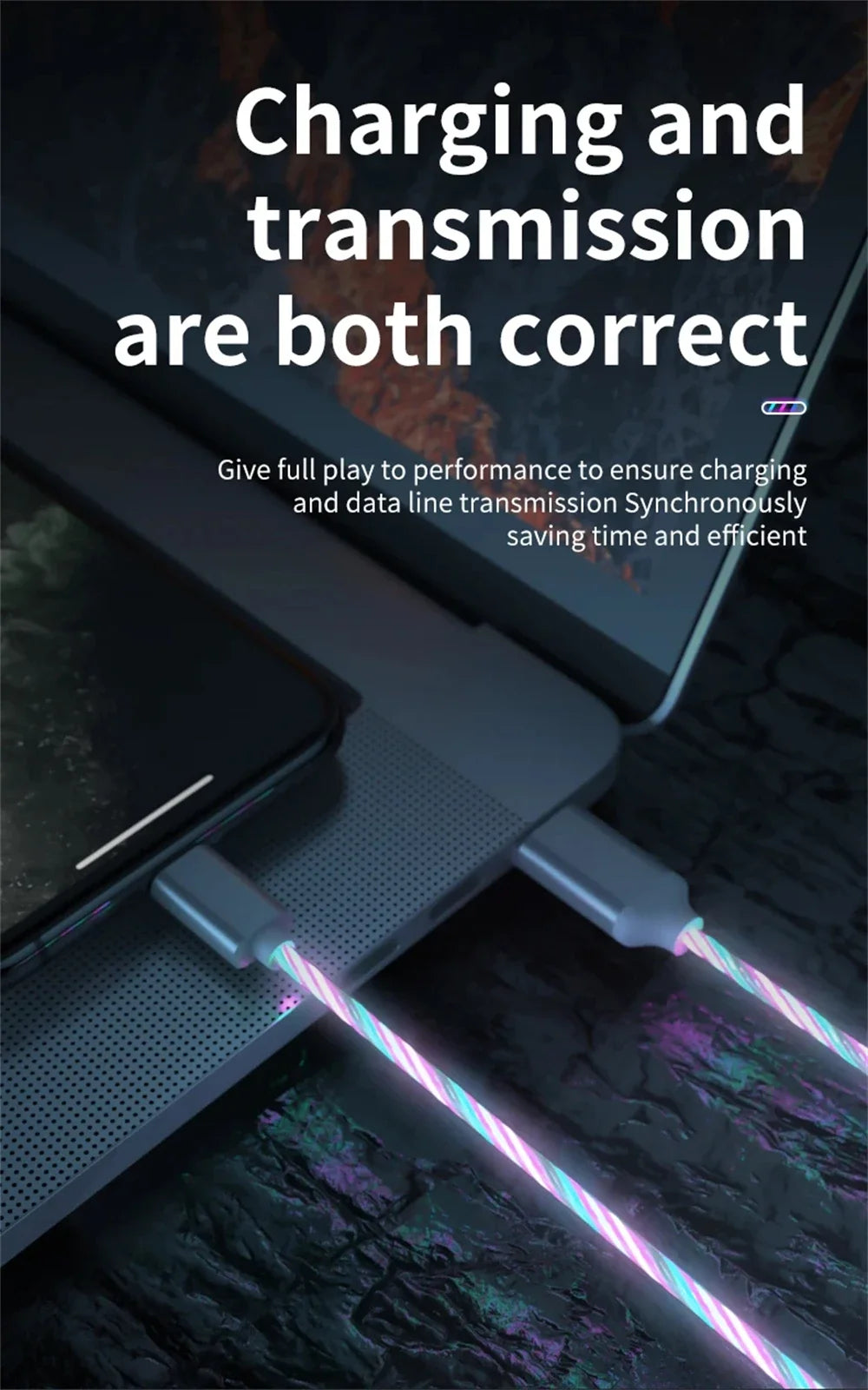 Glowing LED Light USB 3 IN 1 cable Phone Fast Charging Charger Luminous Type C Cable For Xiaomi iPhone Phone Accessories Pi-Mart