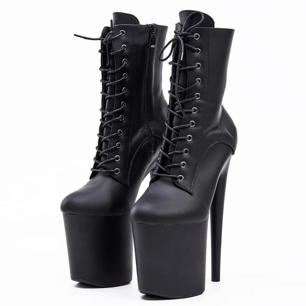 Stripper 8" Platform Lace Up Cтрипы Pole Dance Ankle High Boots In Stock Fast Shipping Size36-43 LadyShow.Store