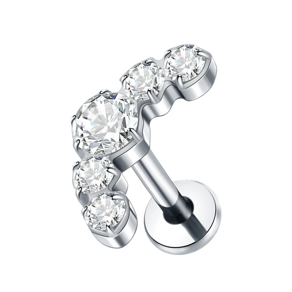 1Pc G23 Titanium Cartilage Stud Earrings for Women Lip Stud Labret Piercing Helix Daith Piercing Body Jewelry Pi-Mart
