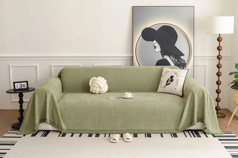 Solid Color Sofa Throw Blanket Non-slip Sofa Slipcovers Pets Kids Dust-proof Couch Armchair Covers Camping Picnic Blankets Home Pi-Mart