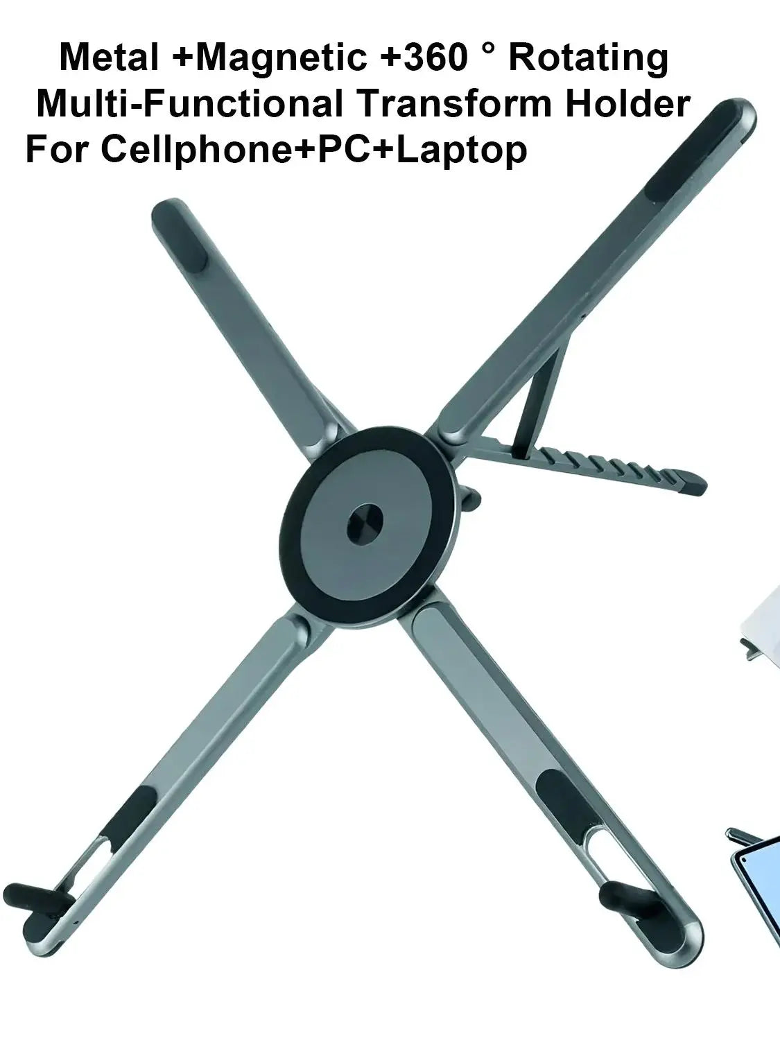 Portable Magnetic Phone Holder & Selfie Stick 3-in-1 Foldable Tripod Stand for iPhone iPad Tablet Laptop Desktop Use Pi-Mart