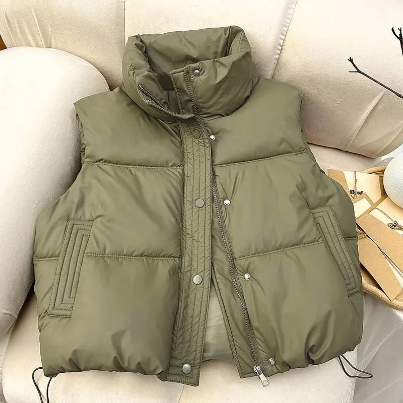 2026 New Women Winter Warm Waistcoat Ladies Sleeveless Stand Collar Coats Warm Outerwear Casual Lightweight Puffer Vest Jackets LadyShow.Store