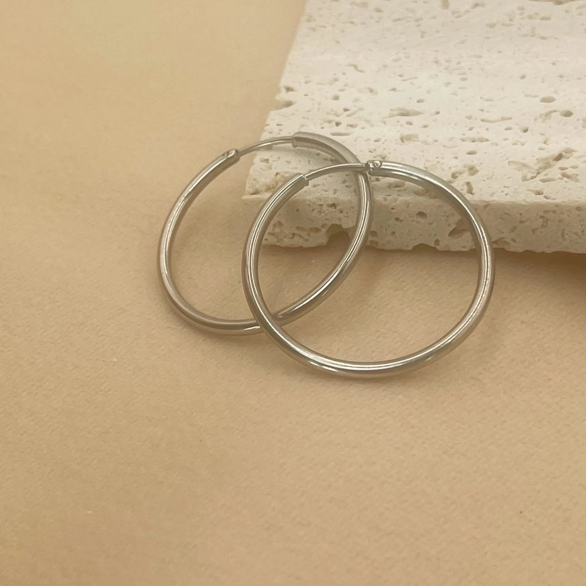 Stainless Steel 12-70mm Minimalist Big Circle Hoop Earrings for Women Trendy Gold Color Metal Smooth Round Earring Jewelry Pi-Mart