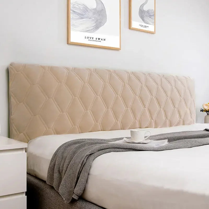 All-inclusive Super Soft Smooth Quilted Head Cover Thicken Velvet Headboard Cover Solid Color Bed Back Dust Protector Cover Pi-Mart