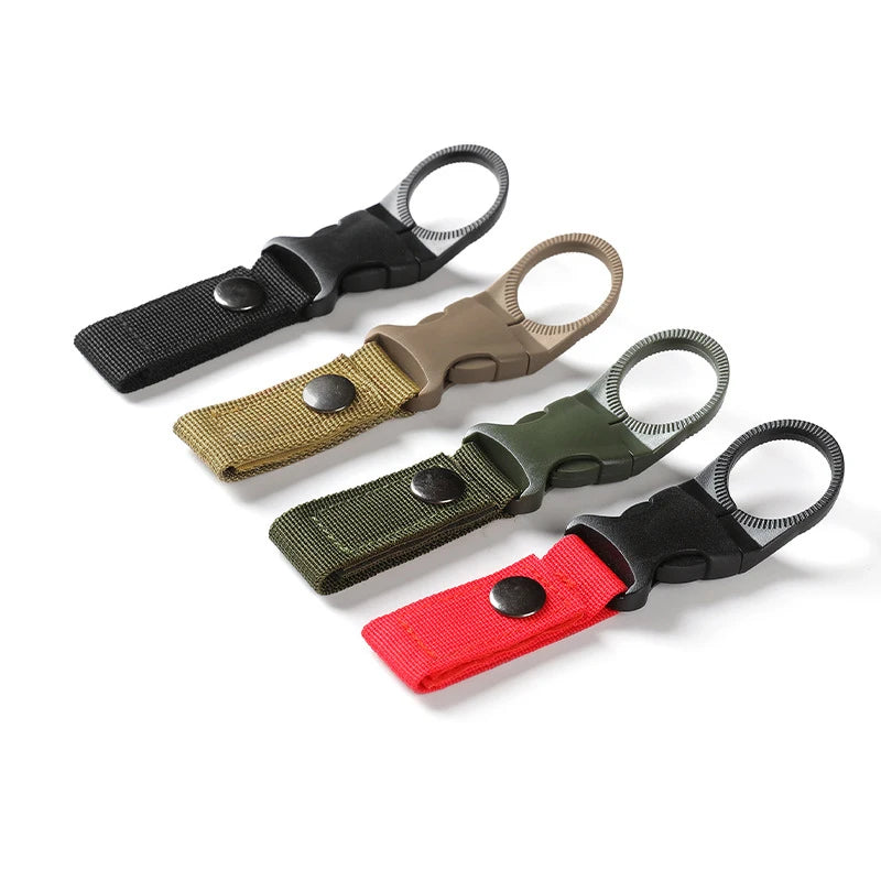 Webbing Water Bottle Holder Climbing Carabiner Belt Backpack Hanger Hooks Clip Multifunction Water Bottle Nylon Buckle Hook Clip Pi-Mart