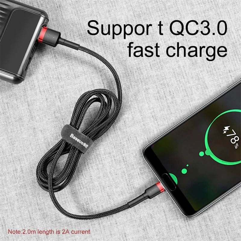 Baseus USB C Cable for oneplus 12 Quick Charge 3.0USB C Cable Fast Charging Cable Type C for Huawei Xiaomi 13 USB-C Charger Wire Pi-Mart