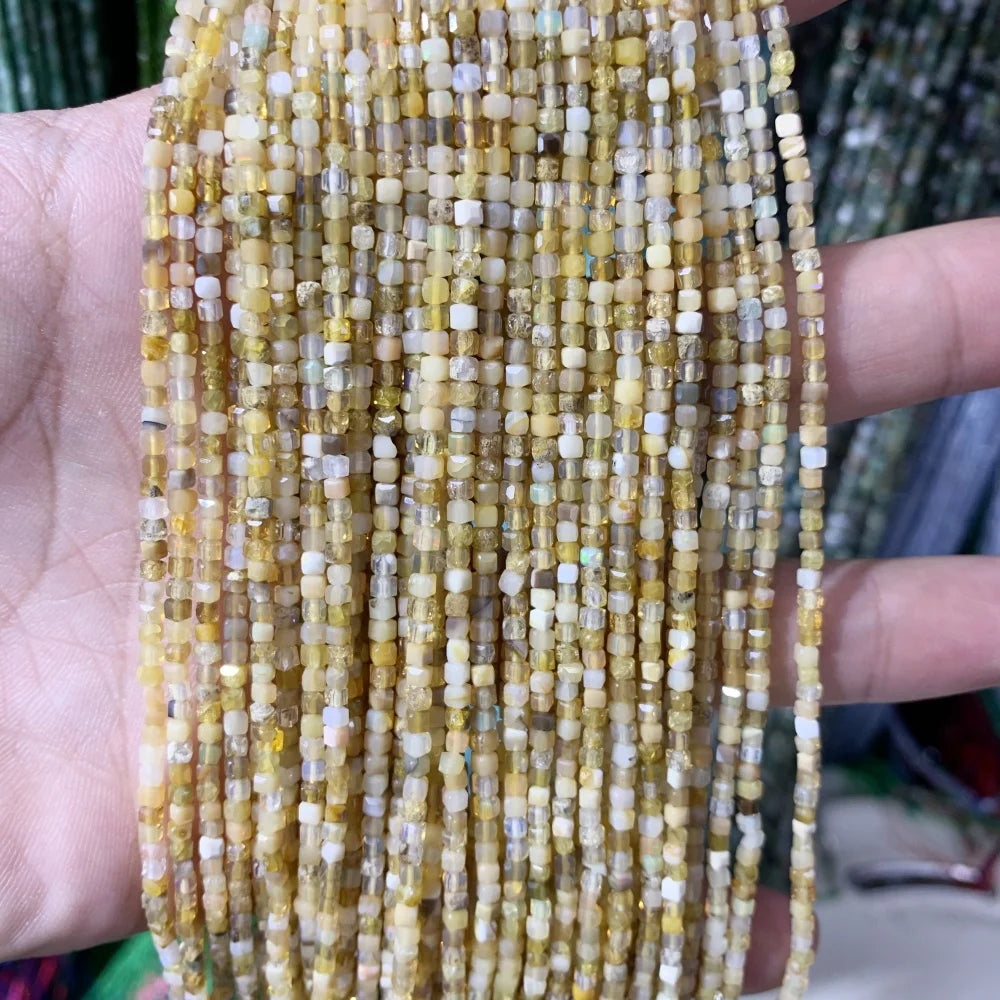 2x2mmNatural Colored Tourmaline Blue Tourmaline Faceted Cube Beads Square Stone Beads for JewelryDIY Making  Gemstone Loose Bea Pi-Mart