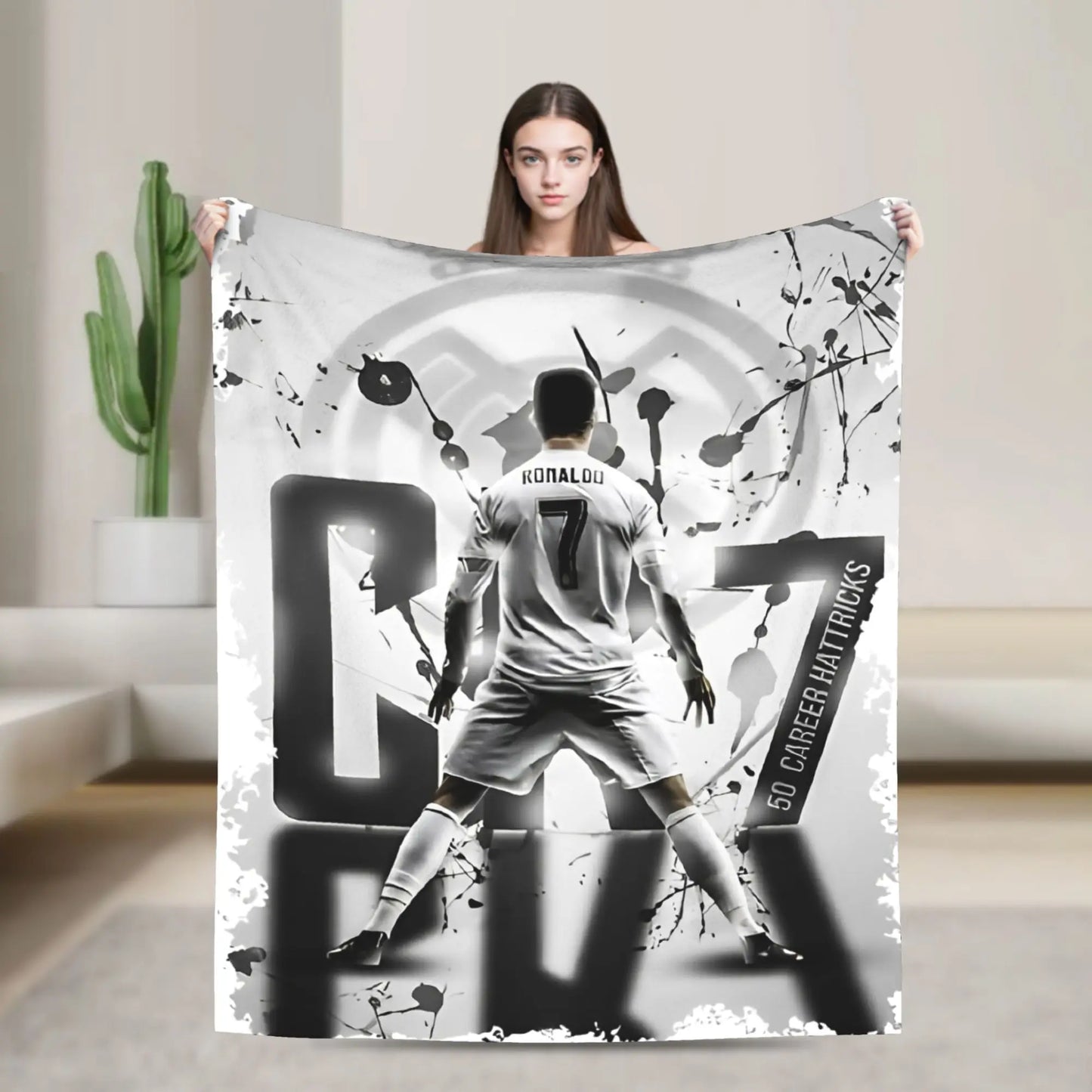 CR7  Football Soccer Blanket Ronaldos Flannel Funny Warm Throw Blanket for Bedding Lounge Decoration Pi-Mart