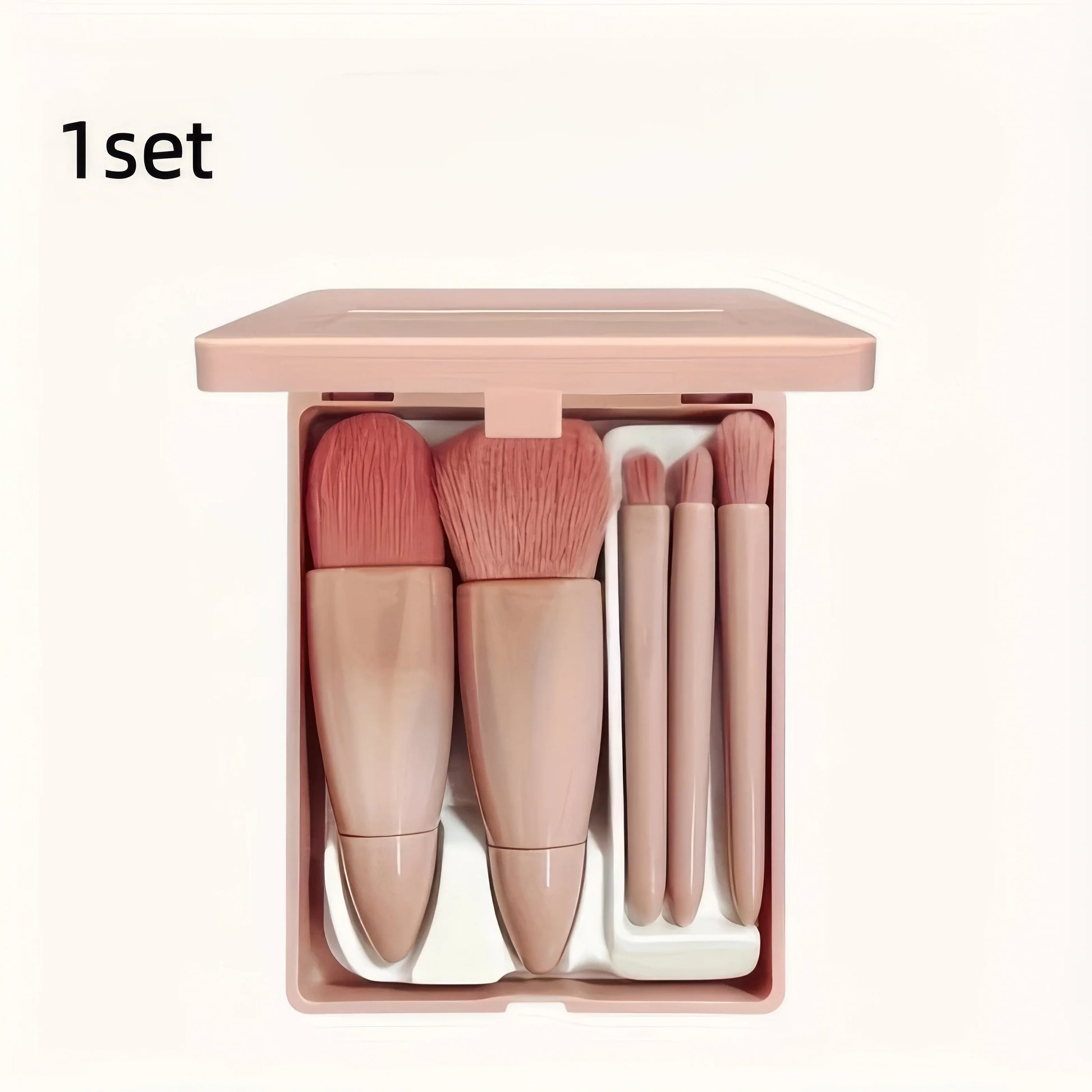 5-Piece Pink Makeup Brush Kit | Complete Set of Professional & Soft Synthetic Hair Brushes | Easy Storage & Carrying Tri Light Beauty