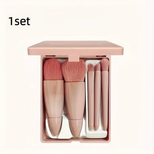 5-Piece Pink Makeup Brush Kit | Complete Set of Professional & Soft Synthetic Hair Brushes | Easy Storage & Carrying Tri Light Beauty