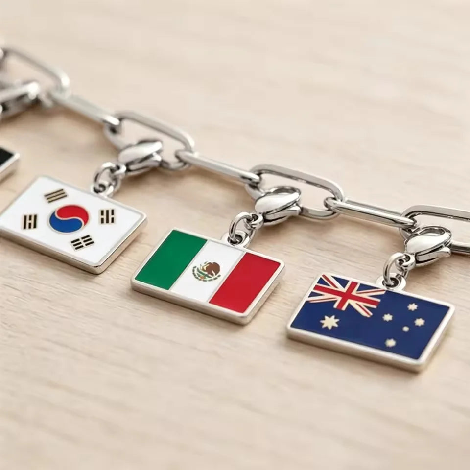 10mm Country Flag Charms Pendant Necklace Bracelet Keychain Bagchain Stainless Steel  Jewelry A Commemorative Gift For A Friend Pi-Mart