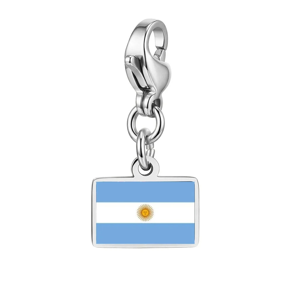 10mm Country Flag Charms Pendant Necklace Bracelet Keychain Bagchain Stainless Steel  Jewelry A Commemorative Gift For A Friend Pi-Mart