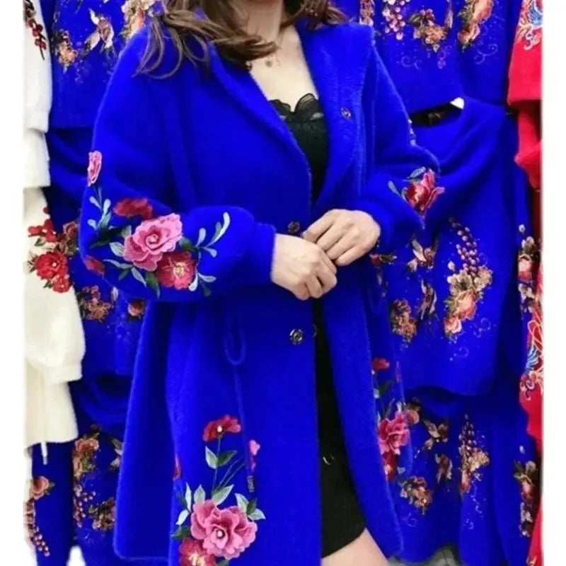 Autumn Winter New 2026 Women Imitation Mink Velvet Jacket Middle Aged Mother Hooded Loose Casual Warm Knitted  Cardigan Female Pi-Mart