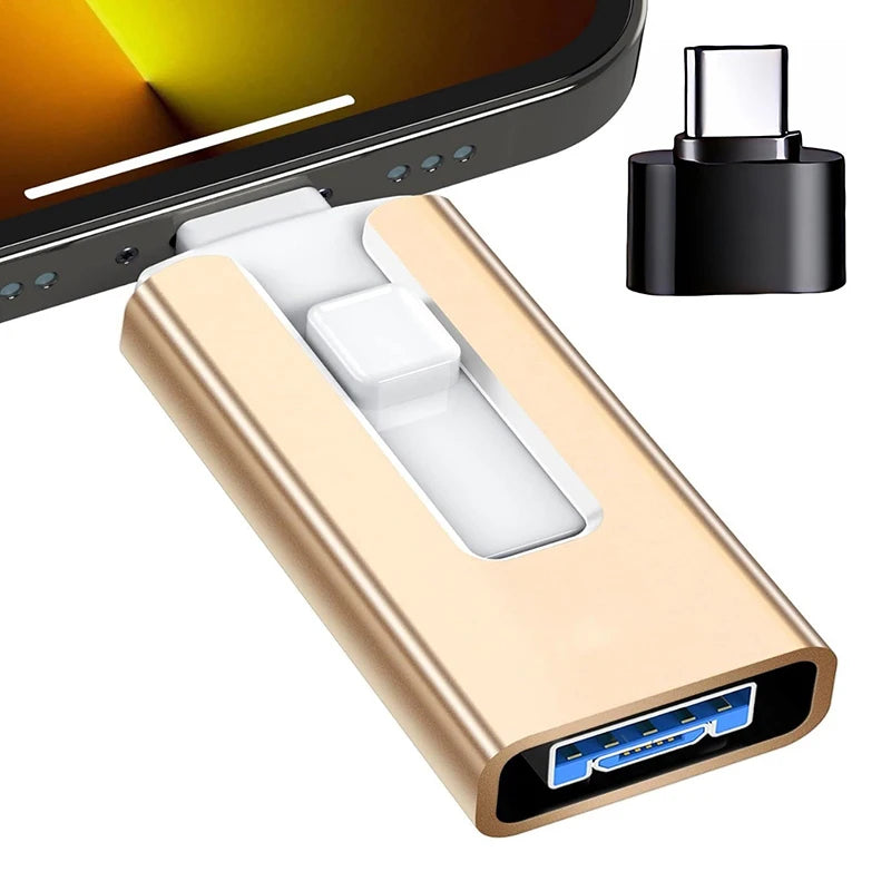 4 In1 OTG Micro USB 3.0  Flash Drive  Dual purpose Android TYPE-C Pen Drive Mobile Micro USB Memory Stick Drive Free For iPhone Pi-Mart