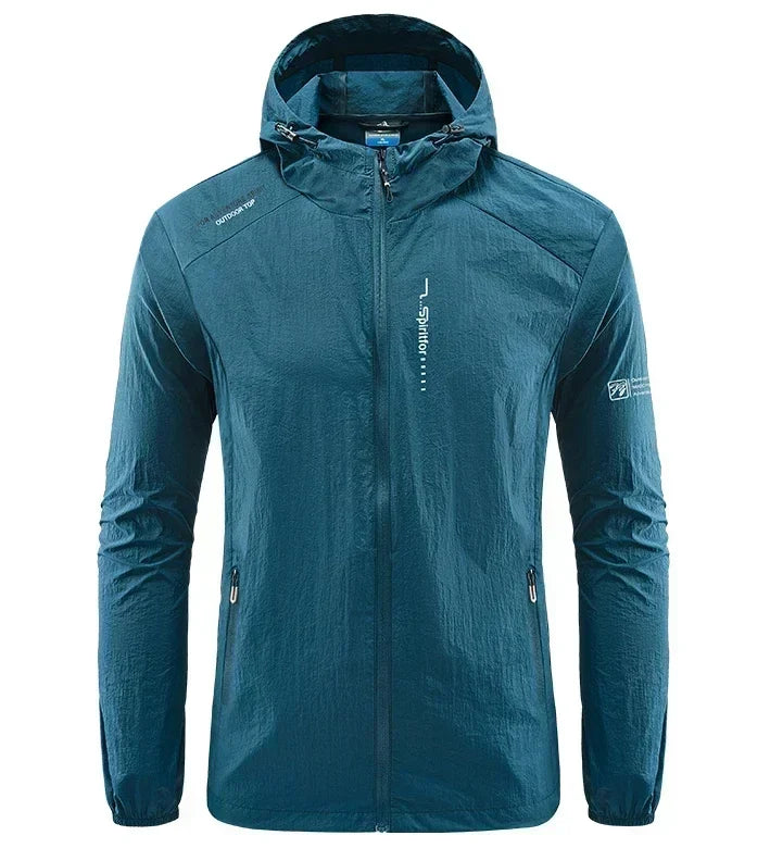 Men's UPF 50+ UV Protection Windbreaker Quick Dry Jacket Outdoor Sun-Protective Thin Hiking Fishing Cycling Hooded Sport Light LadyShow.Store
