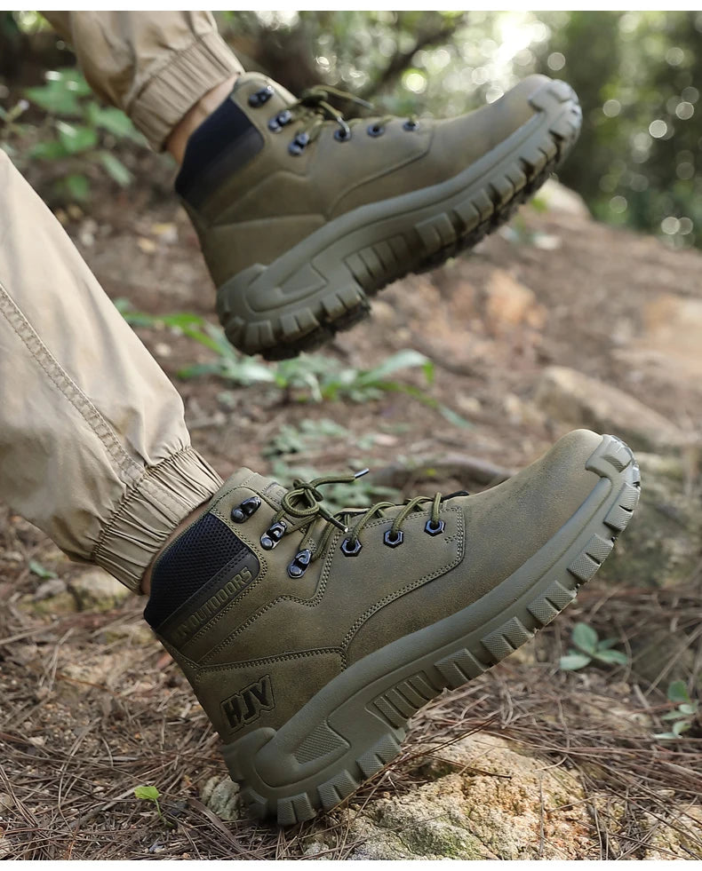 New Men's Boots Fashion Outdoor Boots Breathable Hiking Boots Autumn Shoes Sneakers Lightweight Non-slip Men Desert Ankle Boots Pi-Mart