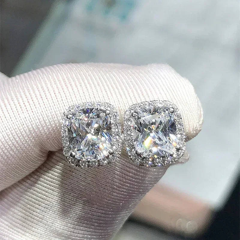 Huitan Classic Cushion Shape Stud Earrings with Brilliant Cubic Zirconia Stone Wedding Engagement Party Luxury Jewelry for Women Pi-Mart