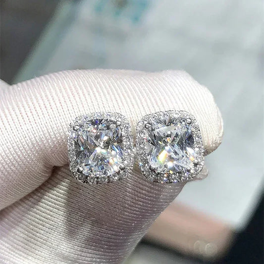 Huitan Classic Cushion Shape Stud Earrings with Brilliant Cubic Zirconia Stone Wedding Engagement Party Luxury Jewelry for Women Pi-Mart