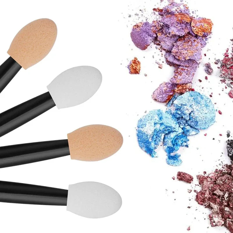 Cuttte 50/100PCS Disposable Dual Sides Eye Shadow Sponge Applicators with Container,  Length Eyeshadow Brushes Makeup Applicator LadyShow.Store