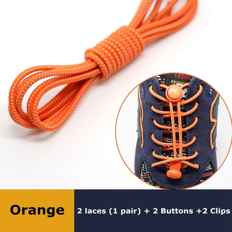 1Pair Shoelaces for Sneaker Elastic No Tie Shoe Laces Stretching Lock Lazy Laces Quick Rubber Shoelace Round Shoestrings Pi-Mart