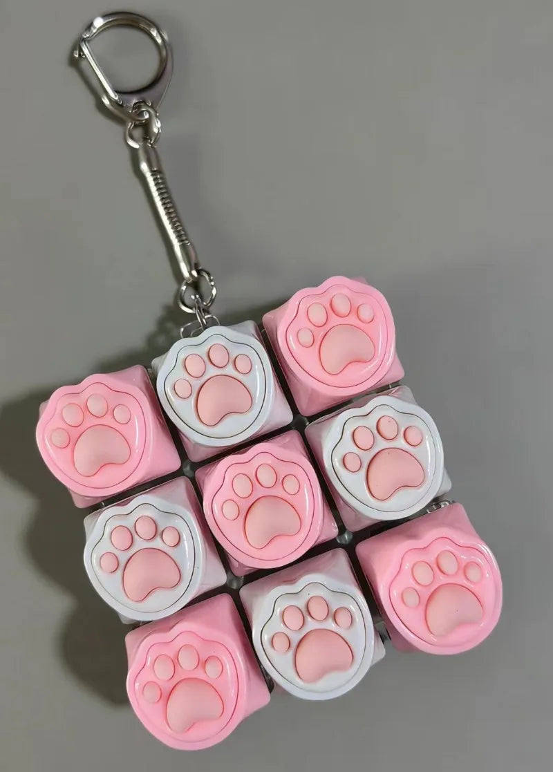 Cute Cat Claw Keychain 9 Keys Keyboard Decompression Keyboard DIY Keyboard Keychain For Adult Gifts Pi-Mart