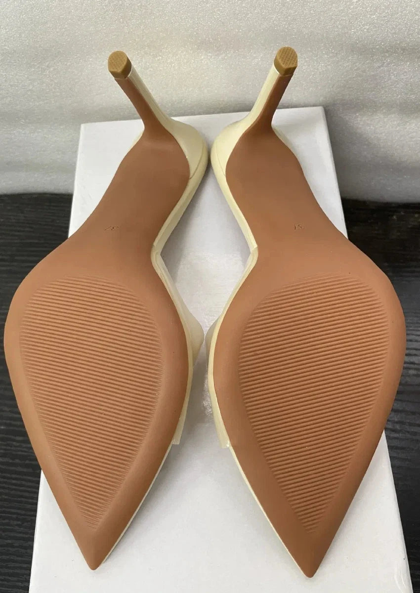 New Summer Women's High-heeled Sandals Simple Transparent High-heeled Slippers Stiletto Pointed Open-toed Slippers Mules LadyShow.Store