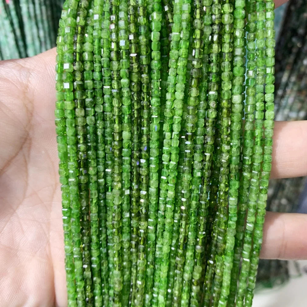 2x2mmNatural Colored Tourmaline Blue Tourmaline Faceted Cube Beads Square Stone Beads for JewelryDIY Making  Gemstone Loose Bea Pi-Mart