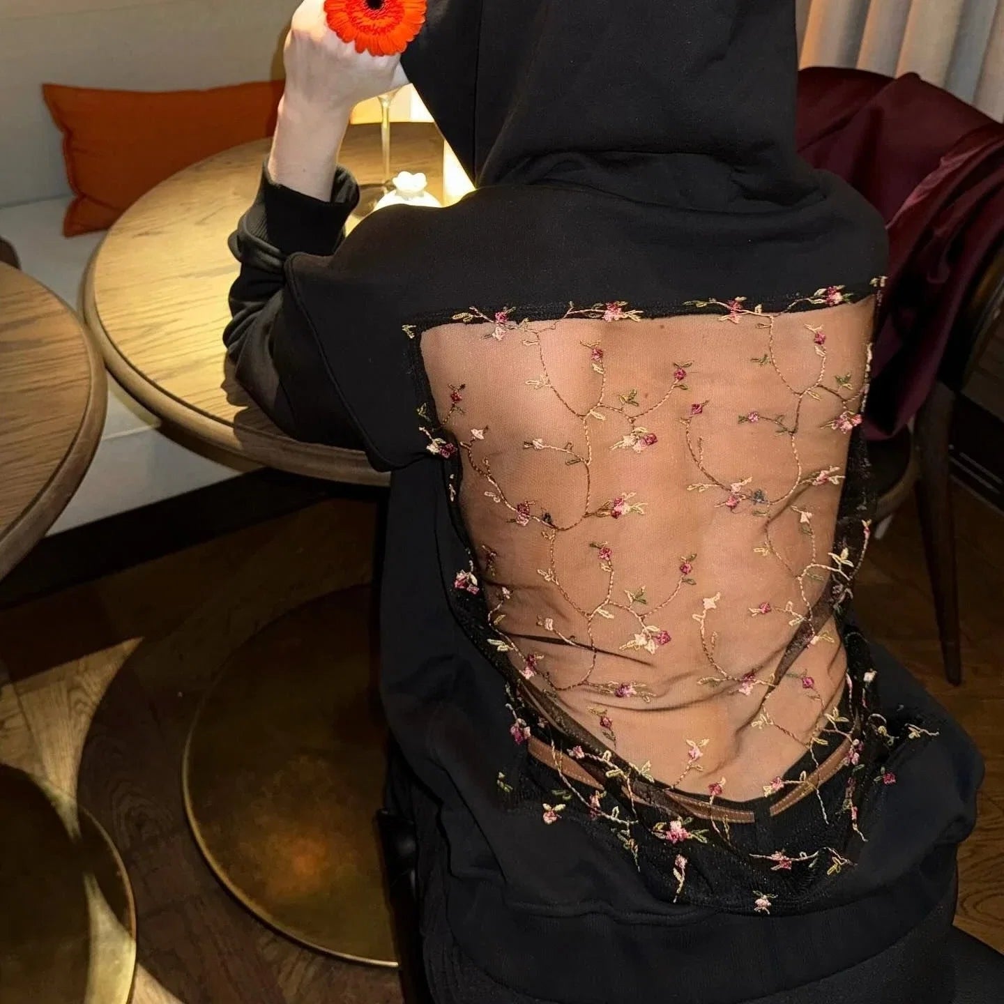 Women’s Backless Hollow Mesh Hoodie Long Sleeve Solid Color Sweatshirt Casual Top for Autumn and Winter Perfect Christmas Gift LadyShow.Store