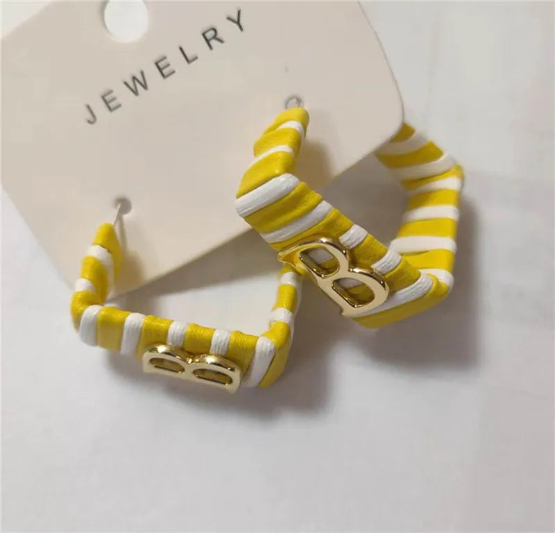 28 Colors Zebra Pu Leather Square Hoop Earrings For Women Fashion Jewelry Letter Alphabet Geometric Stripe Pendientes Mujer Pi-Mart