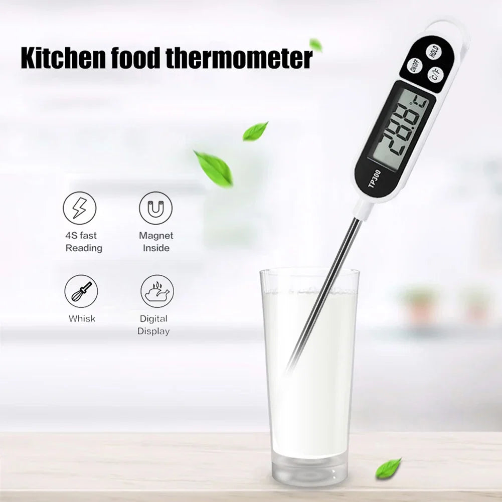 TP300 Electronic Food Thermometer Instant Read Meat Thermometer LCD Display Digital Milk Thermometer for Meat /Cooking /BBQ/Milk LadyShow.Store