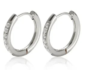 Luxury Shiny Zircon Hoop Earrings for Women Trendy Golden Stainless Steel Wed Ear Geometric Circle Earring Jewelry Pendientes Pi-Mart