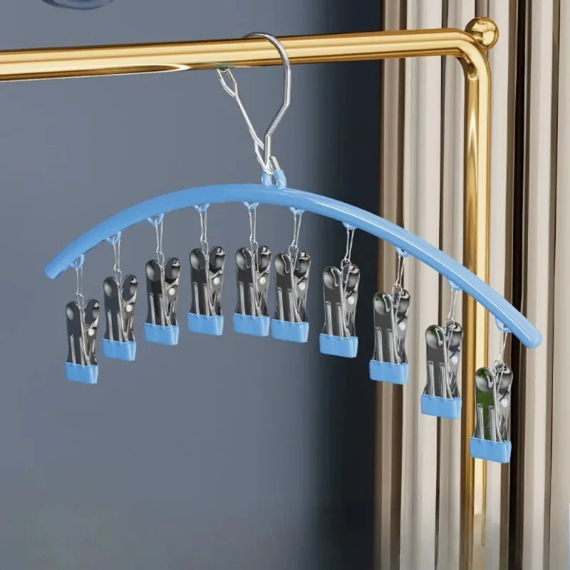 Windproof Plastic Laundry Drying Rack with Clips Indoor Outdoor Use for Socks Jackets Household Items Hanger Organizer LadyShow.Store