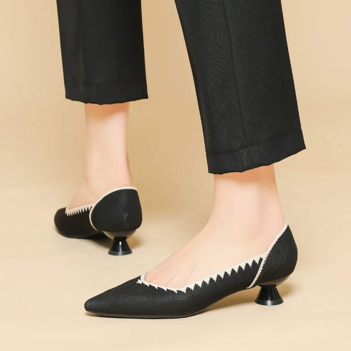 New Knitted Dress Shoes for Women Fashion Leopard Print Pointed Toe Shallow Designer Pumps Elegant Party Banquet Heels Ladies LadyShow.Store