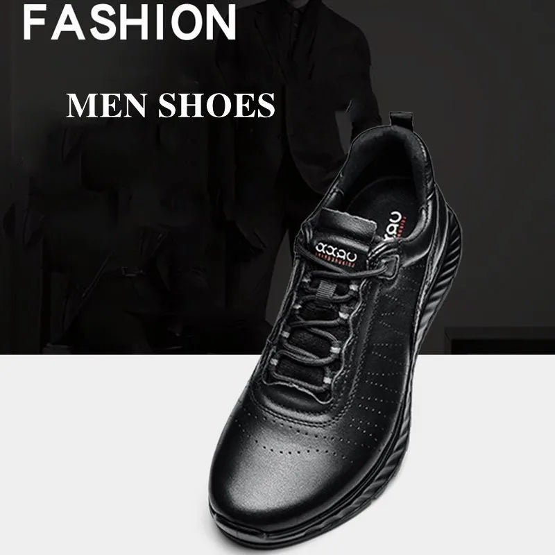 Genuine Leather Treking Shoes Mens Casual Shoes Business Brand Male Footwear Soft Comfortable Walk Sneakers Pi-Mart
