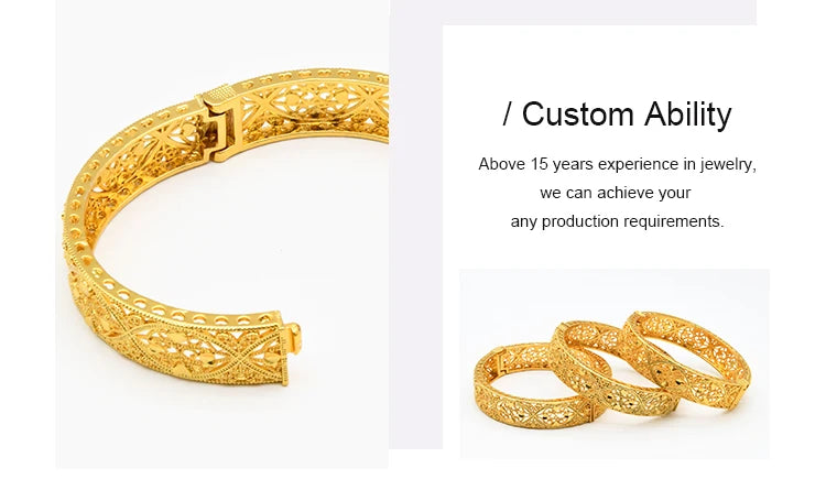 Indian Gold Color Tassel Bracelets Ring For Women Dubai African Hard Charm Bangles Wedding Arabic Hand Jewelry Party Gifts Pi-Mart