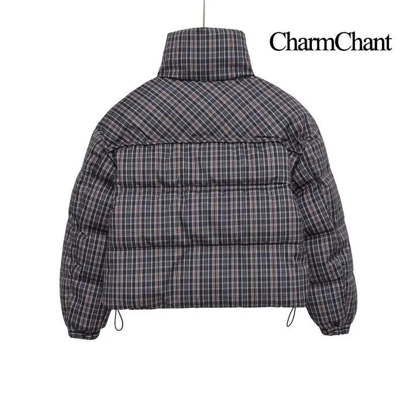 CharmChant Plaid Stand-Collar Puffer Jacket for Women Winter 2025 Padding Coat Female New in Coats Warm  Check Outerwears Parkas LadyShow.Store