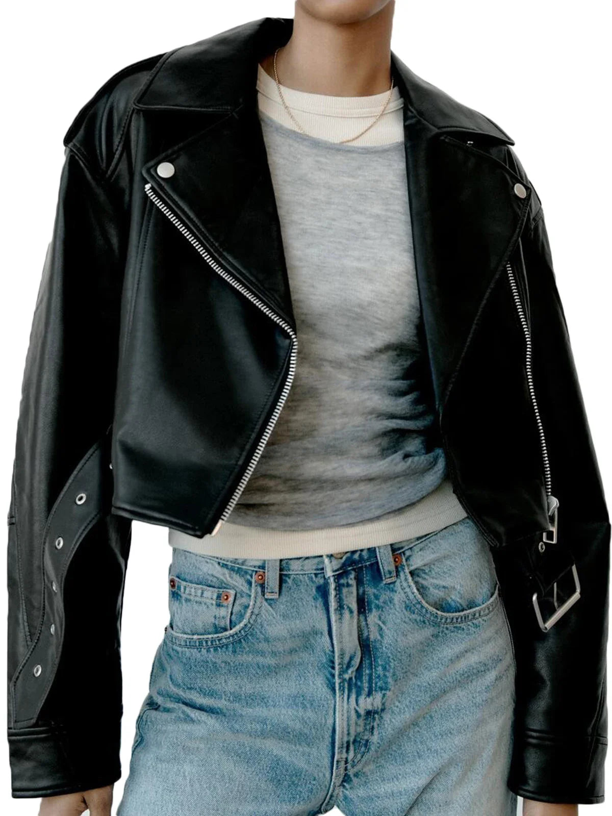 Fitaylor Women Faux PU Leather Jacket Casual Lady Lapel Zipper Short Leather Jacket High Street Motorcycle Coat LadyShow.Store