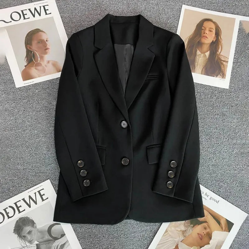 Elegant Office Lady Blazers for Women 2025 Fashion Long Sleeve Single Button Blazer Coats Female Top Suit Jackets Outerwears LadyShow.Store