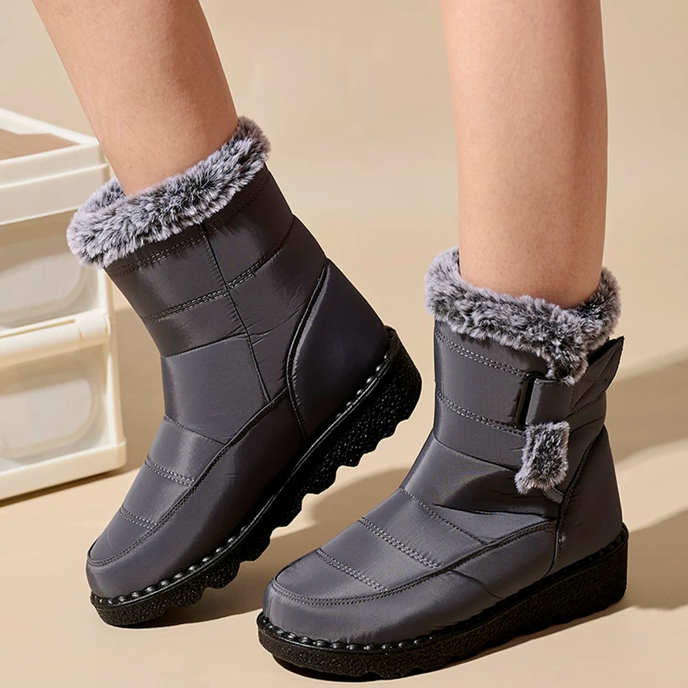 Winter Women Boots Waterproof Snow Boots Plus Size Casual Platform Ankel Boots Warm Fur Women Shoes Antislip Fashion Cotton Shoe Pi-Mart